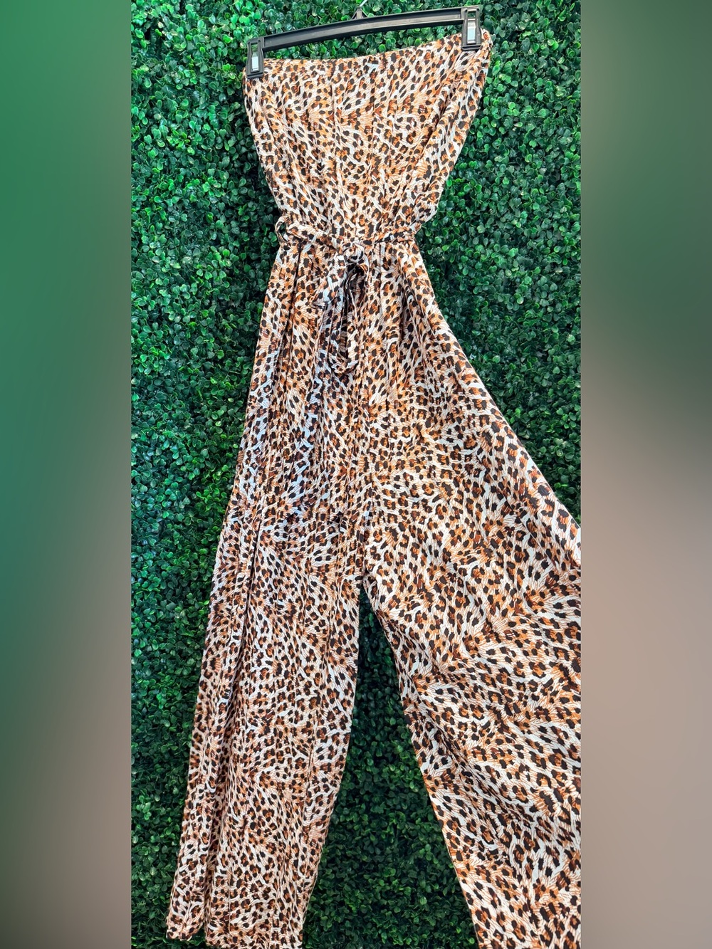Simplee Apparel Leopard-Print Wide Leg Jumpsuit - Brown & Black
